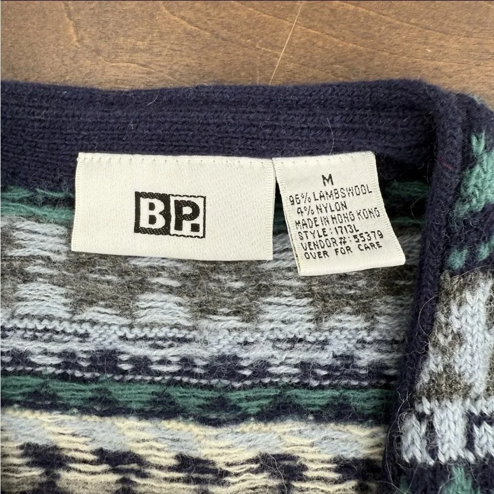 Vintage BP Nordstrom Sweater Vest Fair Isle Multi Striped Lambswool Medium - Picture 3 of 8